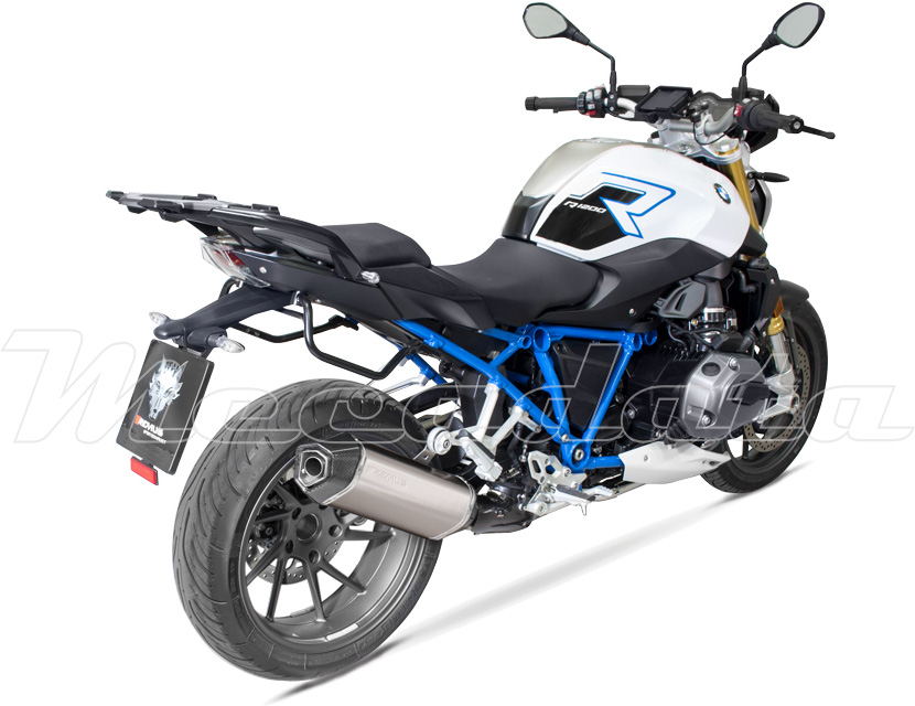 Pot D'échappement Silencieux DOMINATOR HP1 Pour BMW R1200R (2015-2018) - Finition Satin, Embout Carbone, Acier Inox